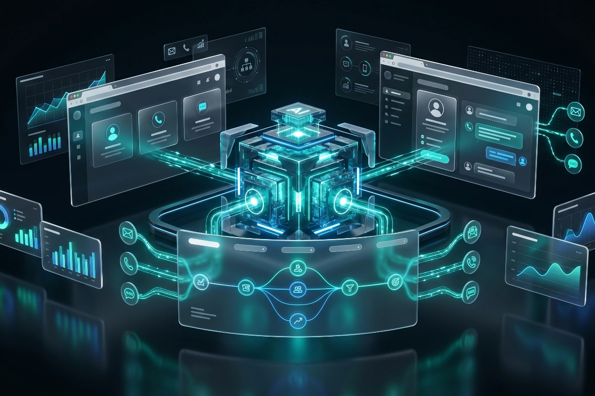 Central server core dashboard for AI CRM integrations