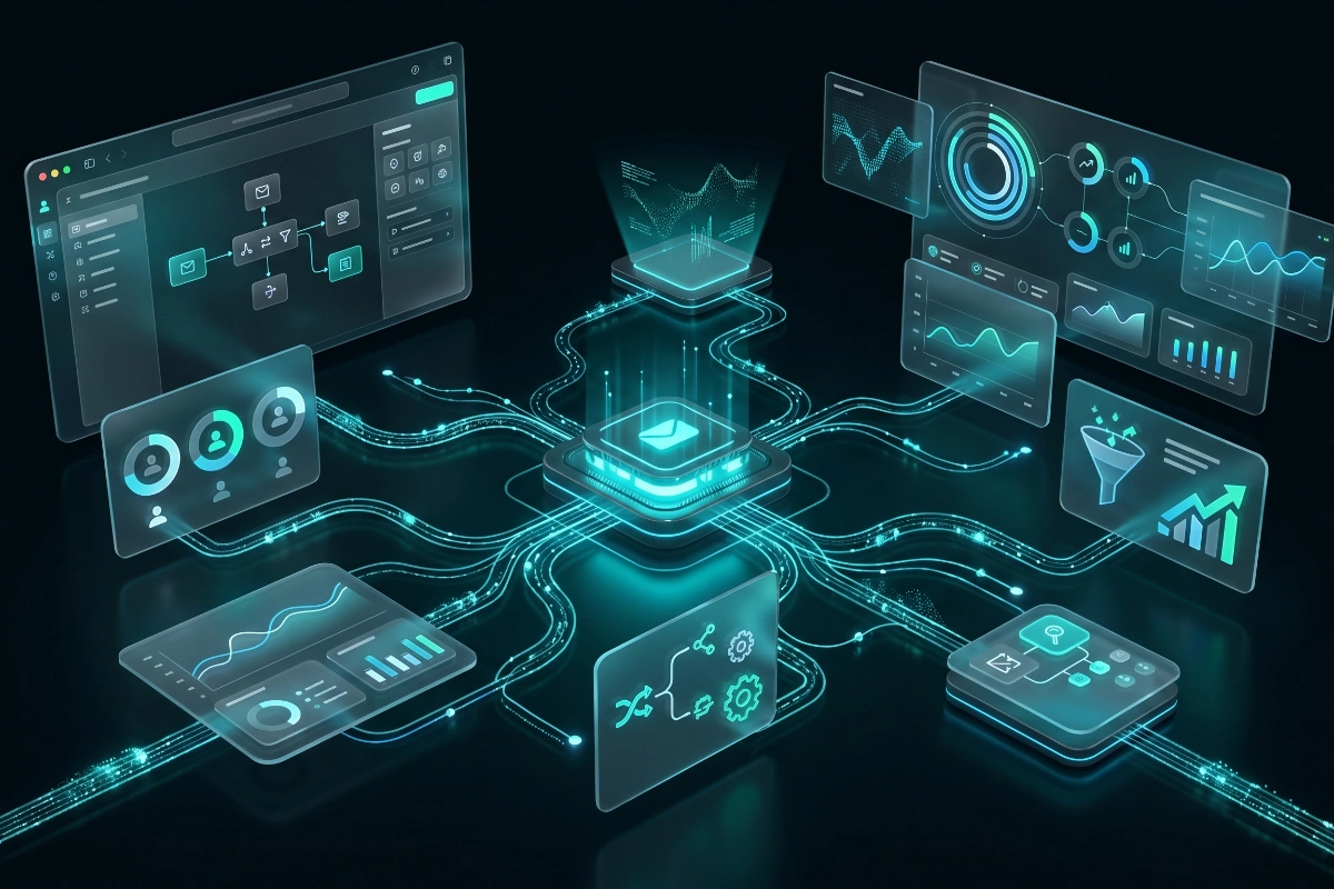 Central server nodes distributing email marketing automation streams