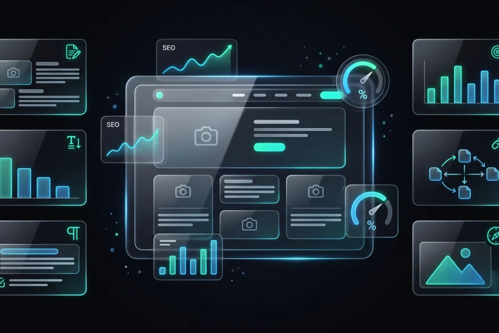 Central website template layout analyzing keyword relevance