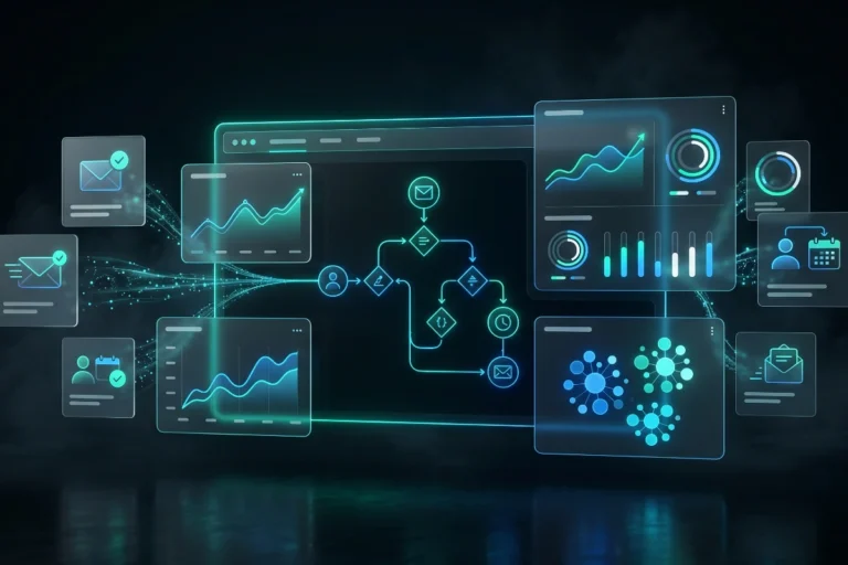 Digital dashboard configuring email marketing automation