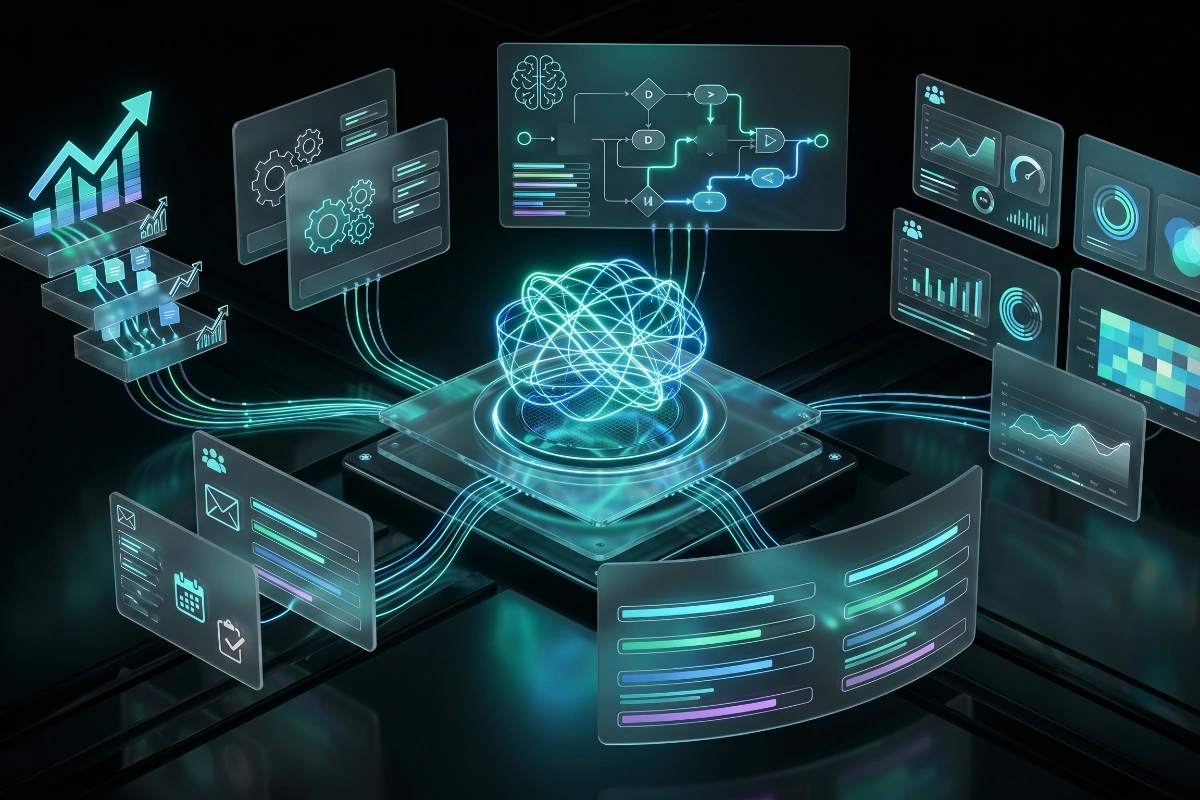 Glowing globe data hub for AI CRM integrations