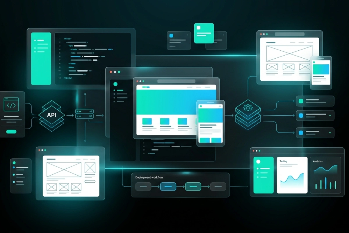 Dark graphic with map, chat, globe and analytics icons representing a solid technical SEO foundation