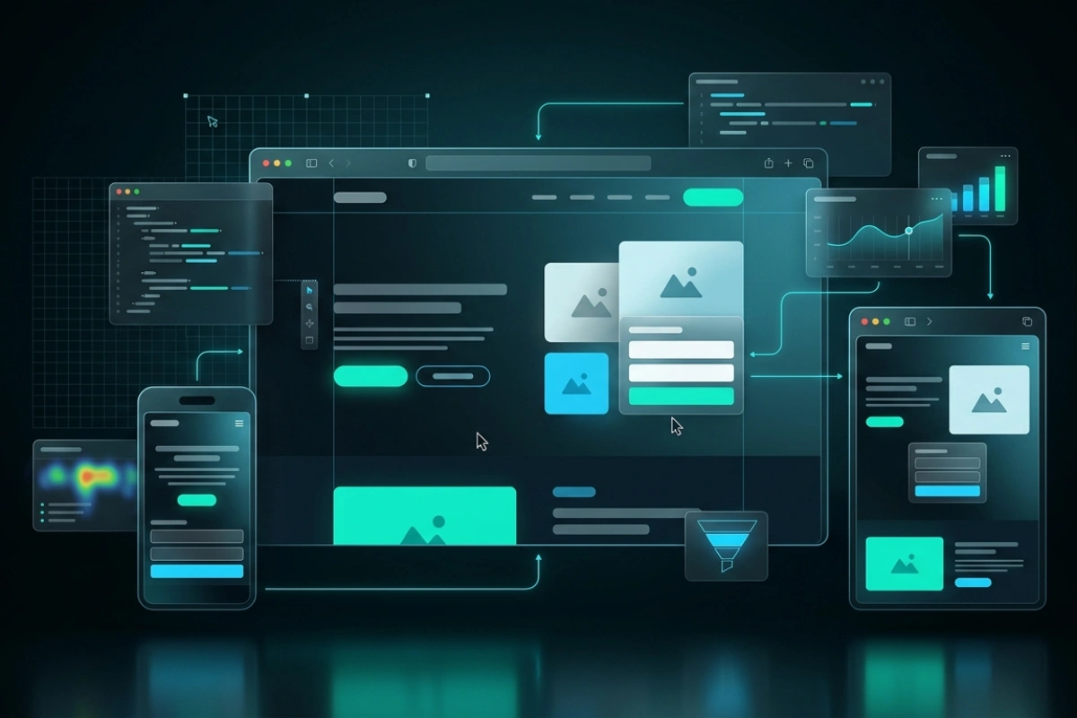 Responsive multi-device layout blueprint for landing page development
