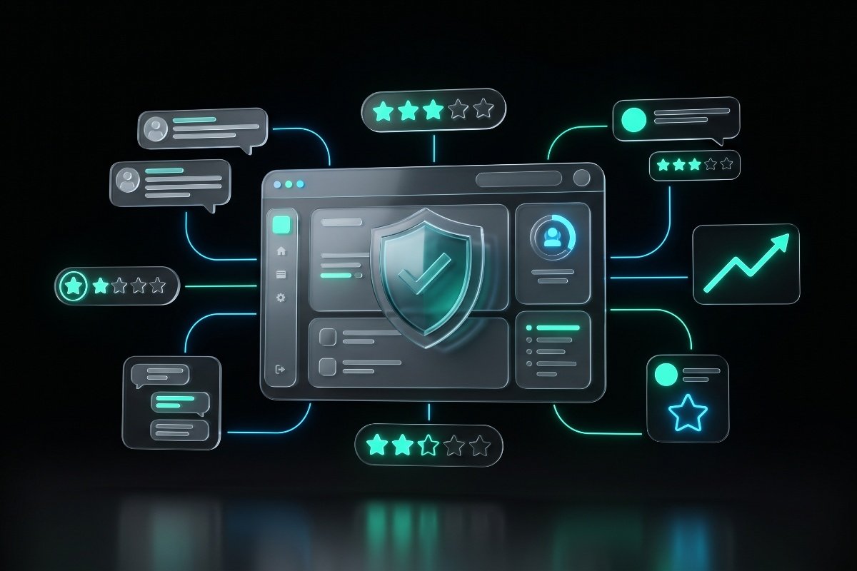 Dark graphic with map, chat, globe and analytics icons representing a solid technical SEO foundation