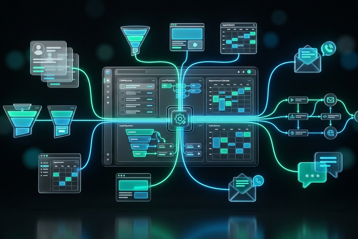Dark graphic with map, chat, globe and analytics icons representing a solid technical SEO foundation