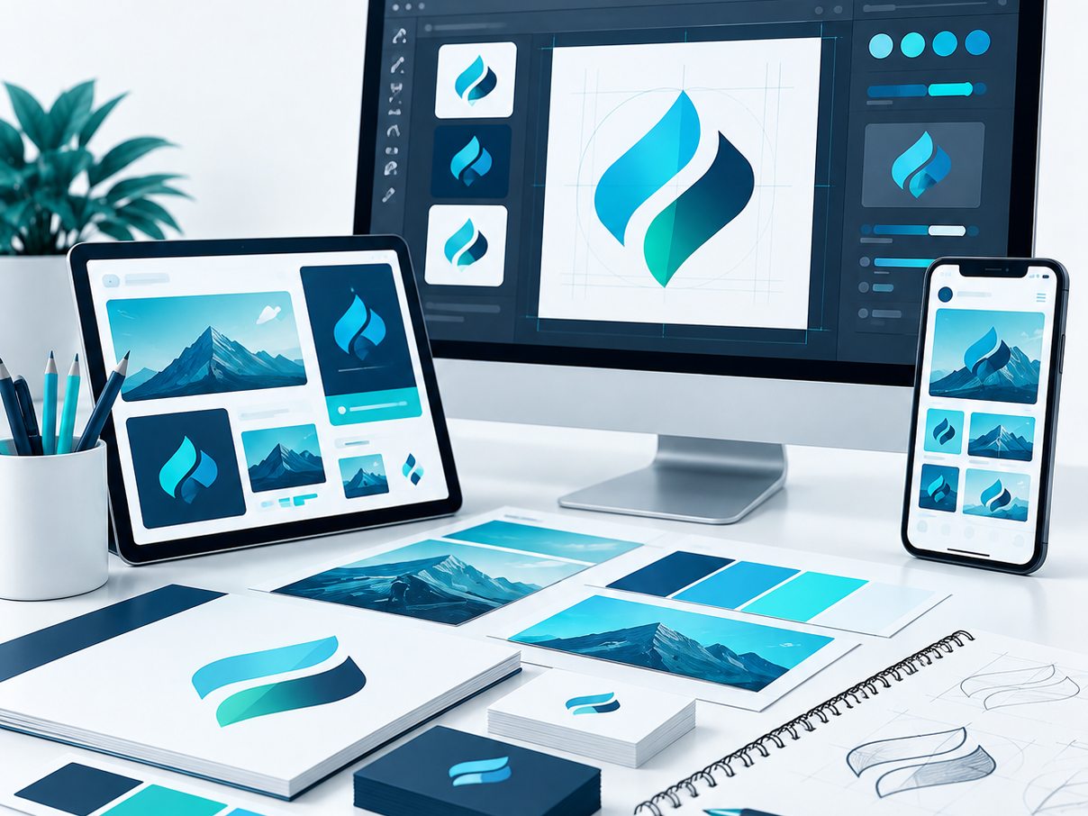 Laptop and smartphone displaying a website for creative design