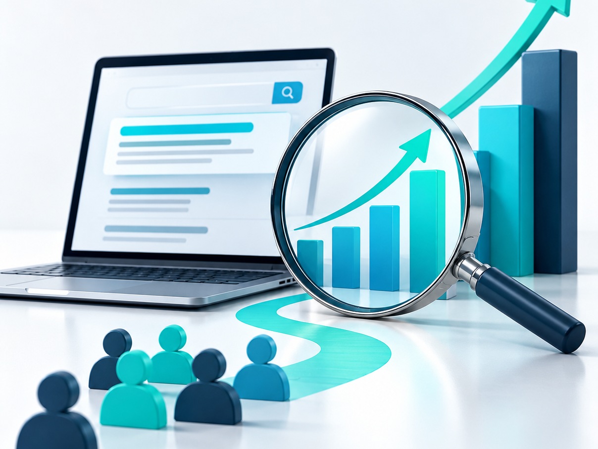 Computer monitor displaying a bar graph for SEO services