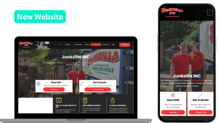 Junkzilla Inc new website after the redesign