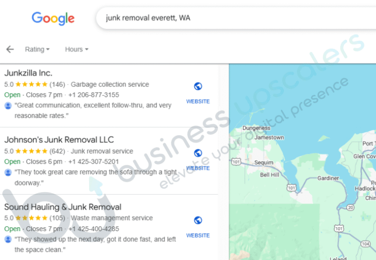 Junkzilla Google Maps ranking in Everett, WA