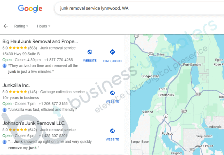 Junkzilla Google Maps ranking in Lynnwood, WA