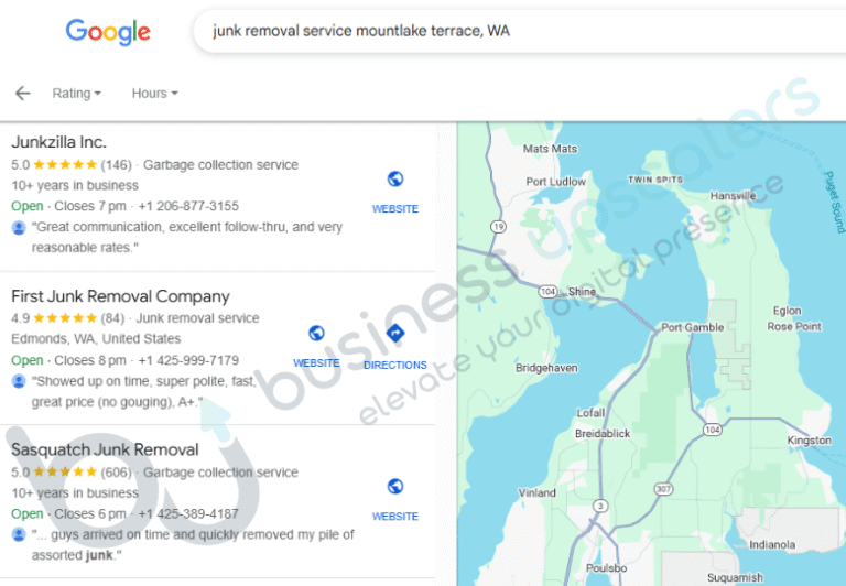 Junkzilla Google Maps ranking in Mountlake Terrace, WA