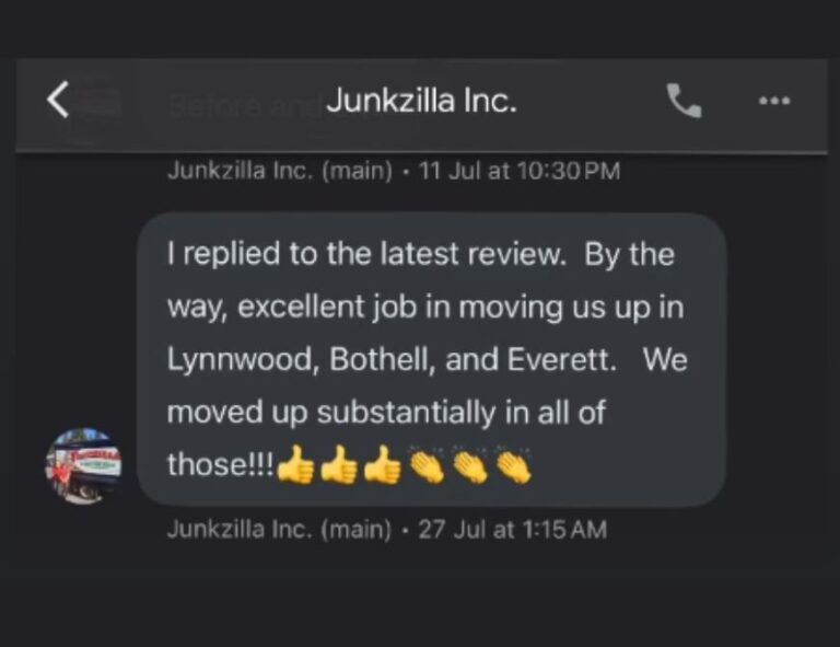 Junkzilla Inc client testimonial 2